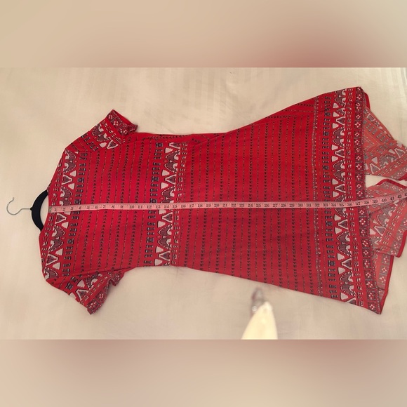 BCBGMaxAzaria Red Short Sleeve Wrap Dress, Size L - Picture 11 of 11